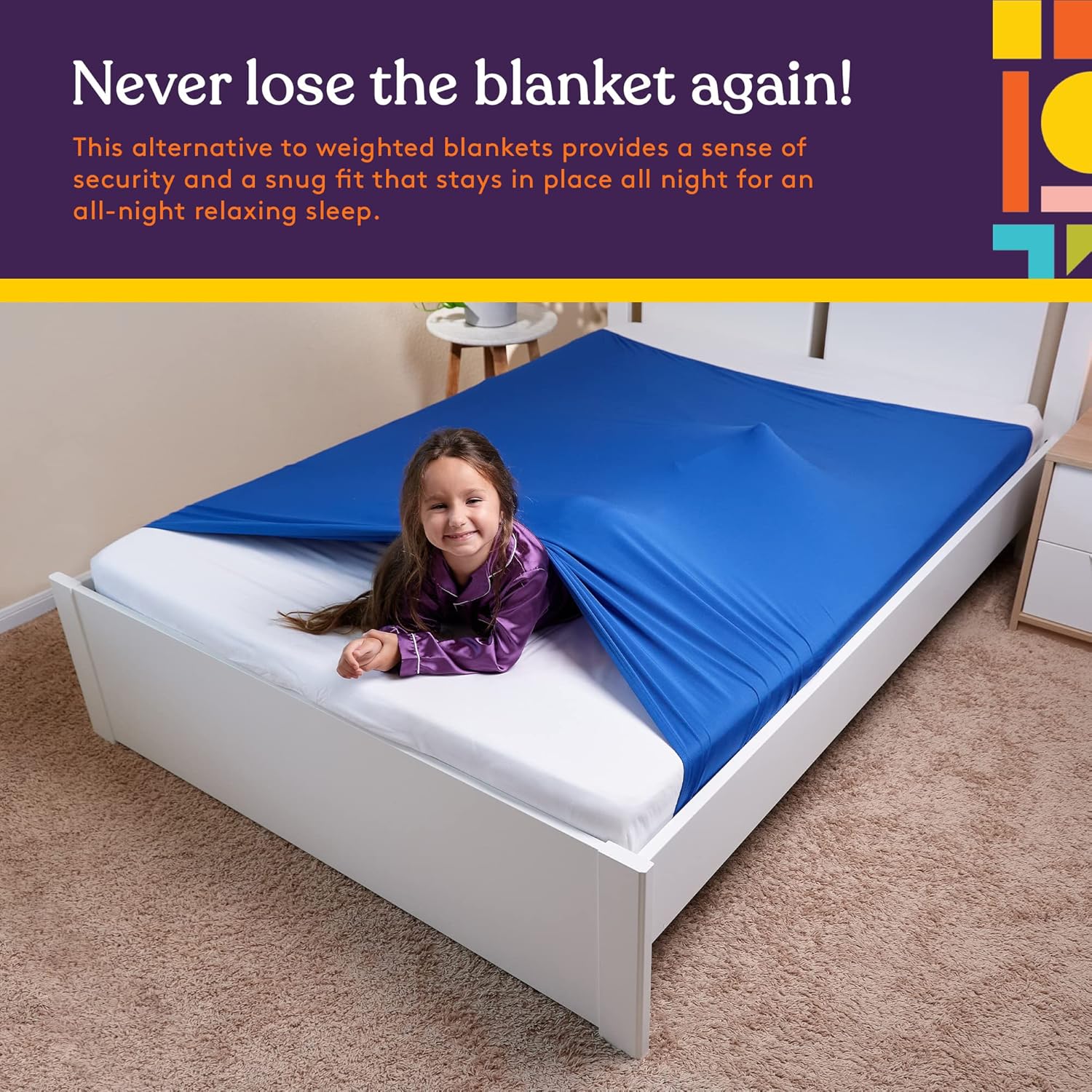 Special Supplies Sensory Bed Sheet for Kids Compression Alternative to Weighted Blankets - Breathable, Stretchy - Cool, Comfortable Sleeping Bedding -Blue (Twin) - Image 6