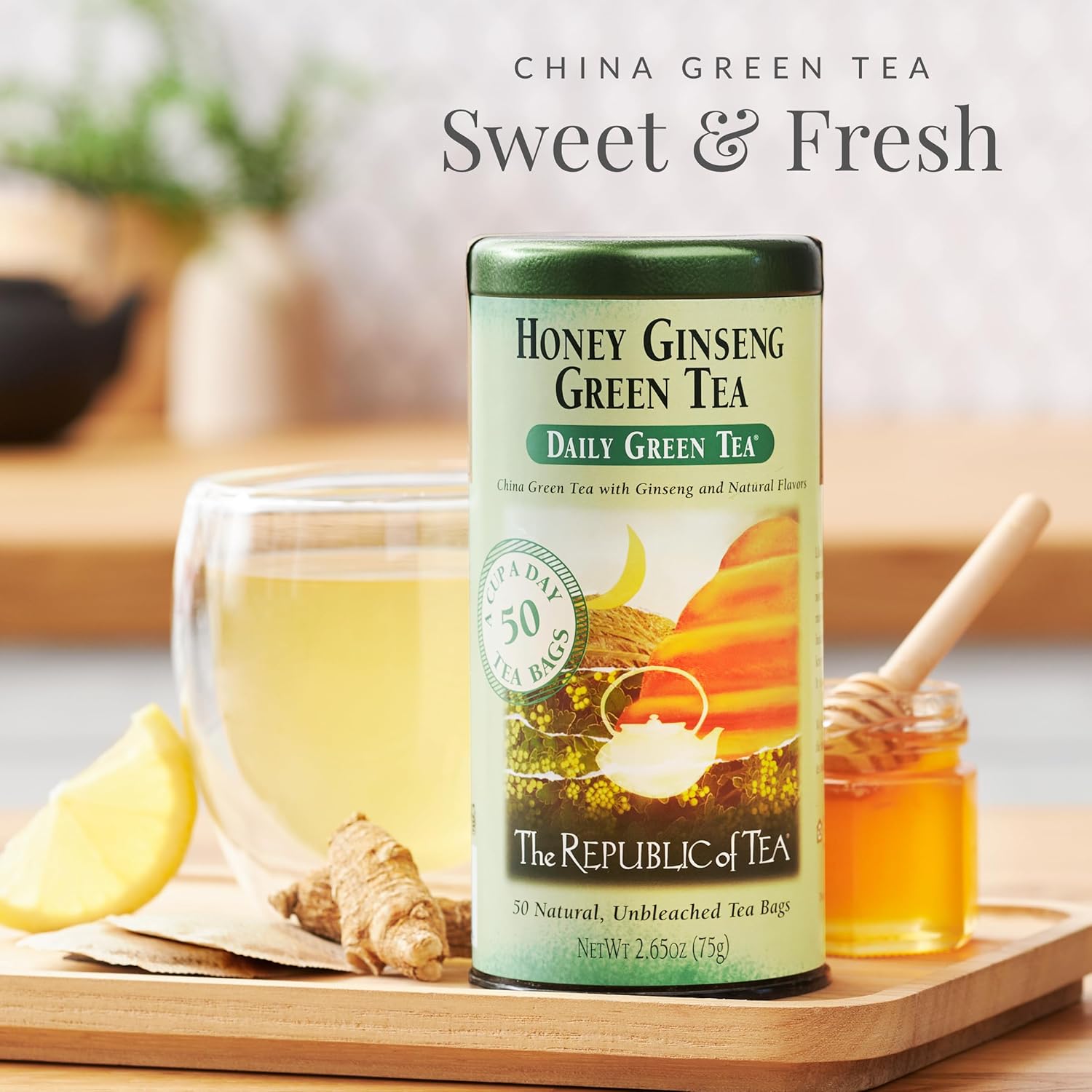 The Republic of Tea - Honey Ginseng Green Tea, 50 Tea Bags, Tin | Flavored Gourmet Tea | Caffeinated - Image 6