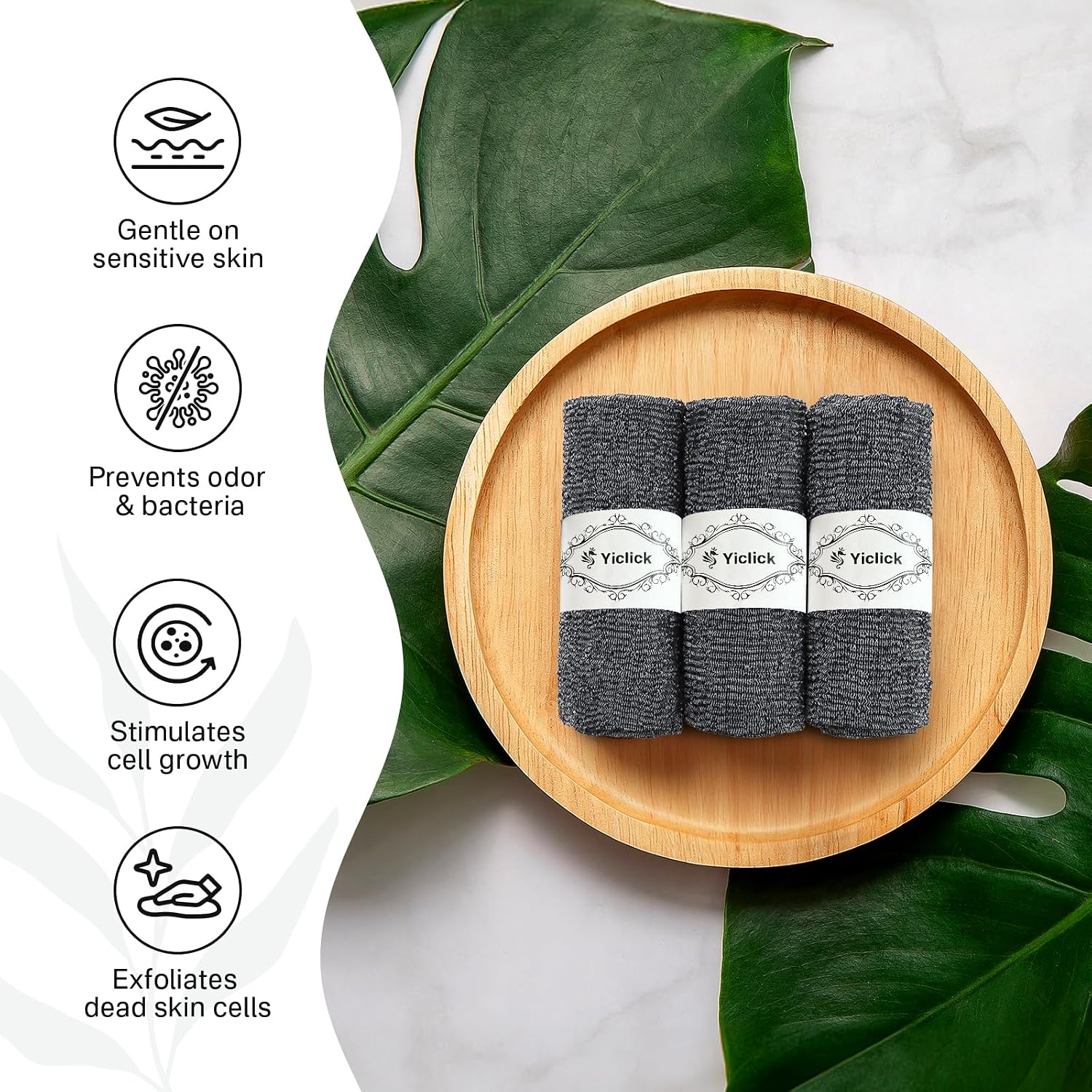 Yiclick 3 PCS Exfoliating Washcloth Towels - Exfoliating Body Scrubber Exfoliator, Back Scrubber for Shower Bath Use, Japanese & Korean Scrub Wash Cloths, Loofah Lufa Sponge Washer for Women Men - Image 9