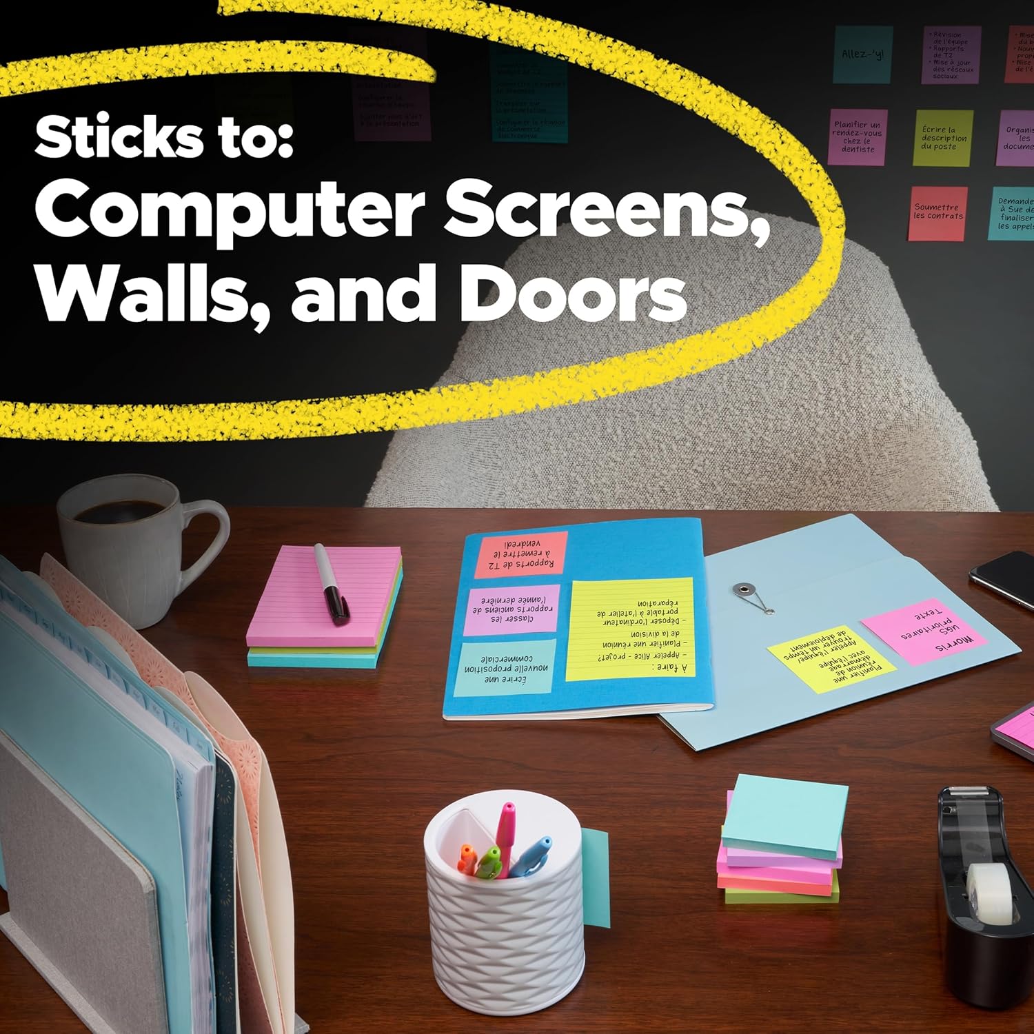 Post-it Super Sticky Notes Cube, 3 in. x 3 in., 1 Sticky Notes Pad, 360 Sheets, Bright Colors, Aqua Splash, Sunnyside, and Power Pink - Image 7