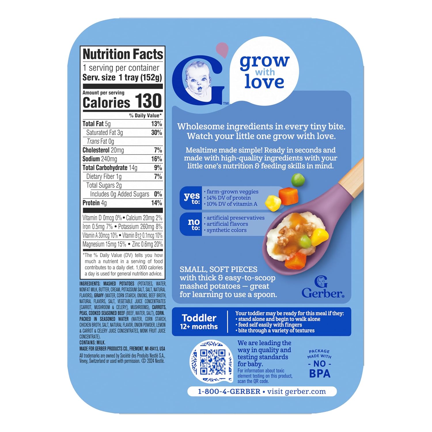 Gerber Toddler Food, Mashed Potatoes & Beef in Gravy, Mealtime for Toddler, 8PK - Image 4