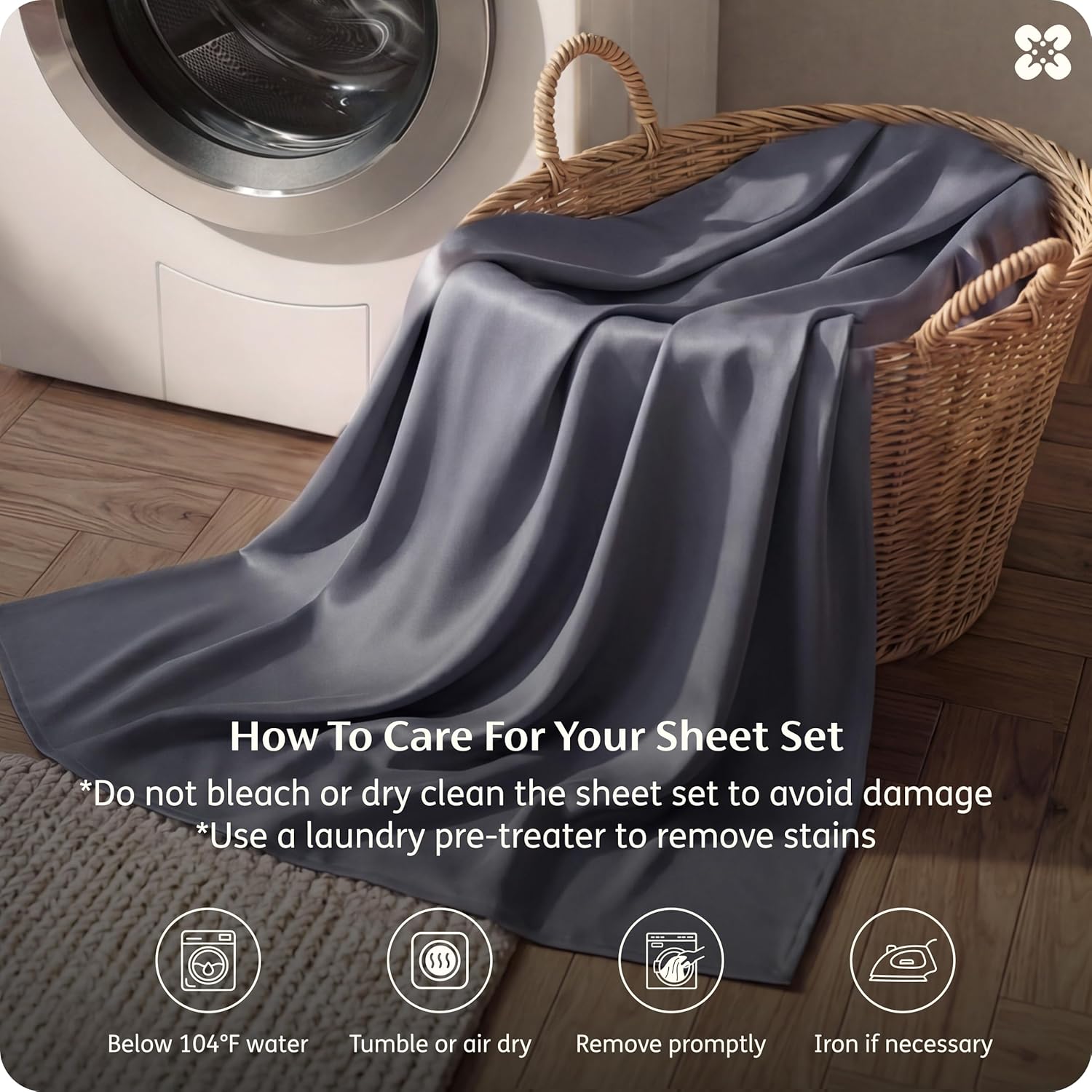 Bedsure Queen Sheet Set, Cooling Sheets for Queen Size Bed Set, Rayon Derived from Bamboo, PureWoven, Breathable & Soft, Deep Pocket Up to 16", Hotel Luxury Silky Bedding for Hot Sleepers, Dark Grey - Image 8