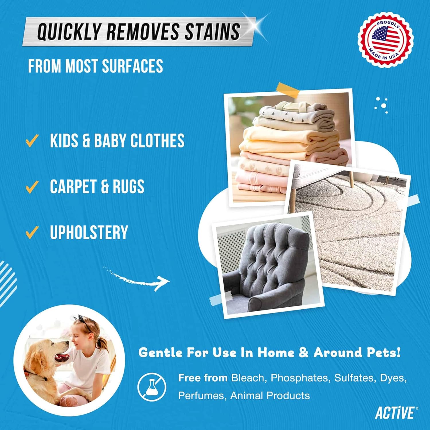 Messy Kids Stain Remover Spray - ACTIVE Laundry Spot Cleaner, Natural Stain Treater Spray for Baby Clothes Fabric, Toddler Clothing, Rescue Mess Removal for Food, Oil Stains, Great for Travel - 4 oz - Image 6