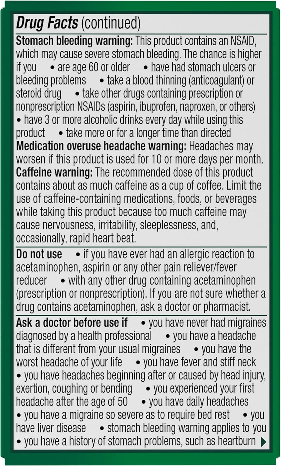 Excedrin Migraine Relief Caplets for Migraine Symptoms, Acetaminophen 250mg, Aspirin 250mg, Caffeine 65mg, Pain Reliever, 24 Count - Image 11