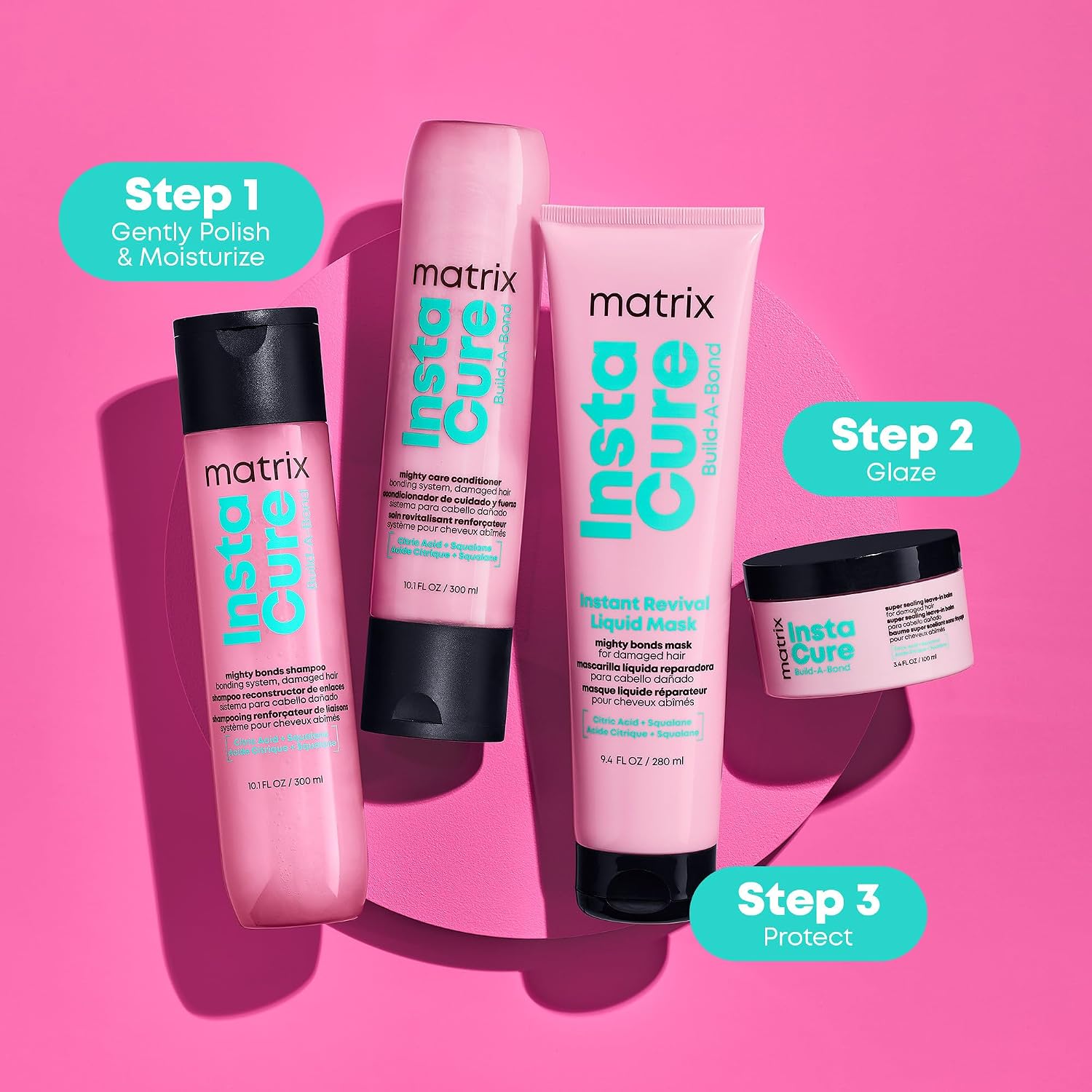 Matrix Instacure Build-A-Bond Super Sealing Leave-In Balm - Repairs & Seals Damaged Hair, Heat Protects and Smooths Frizz, With Citric Acid & Squalane, Vegan, Sulfate-Free, Paraben-Free - Image 9