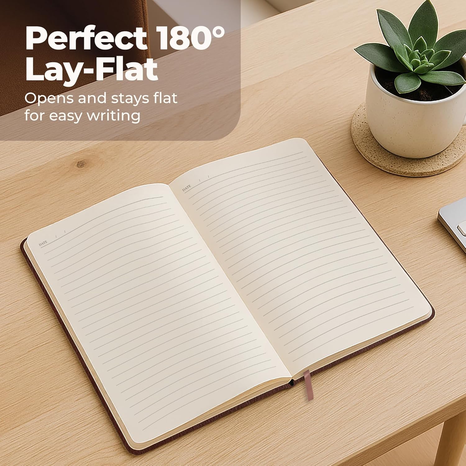 Lined Leather Bound Journal Notebook, A5 Hardcover - Brown 5.8x8.3" - Thick 300 Pages College Ruled Paper Journals for Men and Women - Personal and Professional Note Book for Writing & Journaling - Image 5