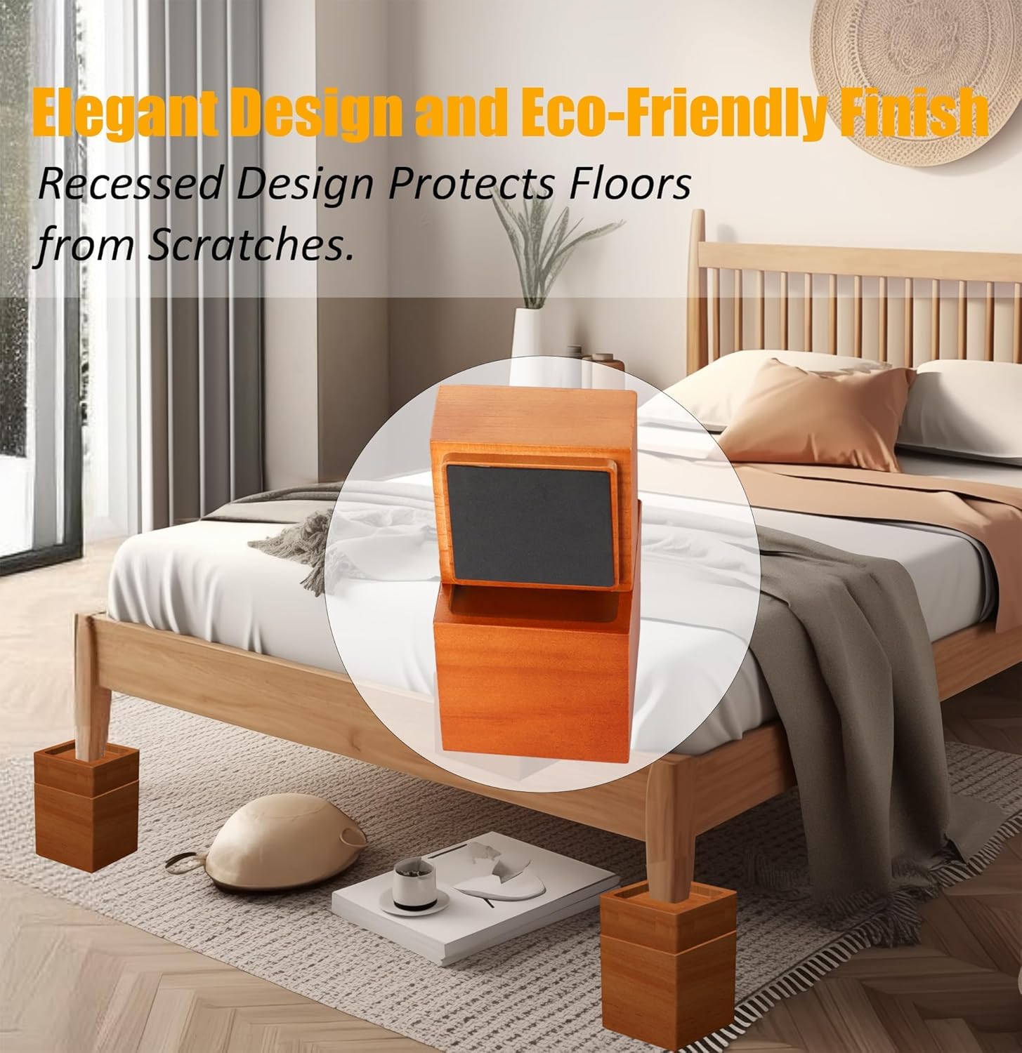 Premium Solid Pine Wood Bed Furniture Risers – 2, 4 or 5.7 Inch Heavy-Duty Elevation for Beds, Sofas, and More | 2000 Lbs Capacity | Floor Protection (Stackable Heights: 2", 4", 5.7") - Image 6