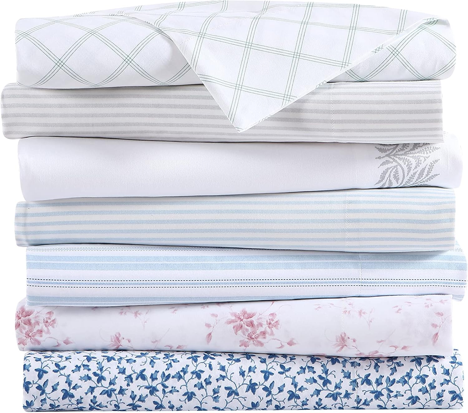 Laura Ashley - Queen Size Sheet Set, Soft Cotton Sateen Bedding with Matching Pillowcases, Fully Elastic Fitted Sheet, Deep Pocket, Striped Room Decor, Silky Smooth All-Season Comfort (Ramona Blue) - Image 9