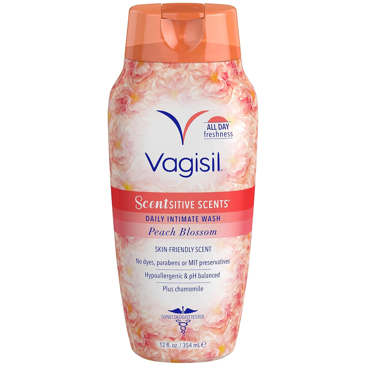 Vagisil Feminine Wash for Intimate Area Hygiene, Scentsitive Scents, pH Balanced and Gynecologist Tested, Peach Blossom, 12 oz (Pack of 1) - Image 2