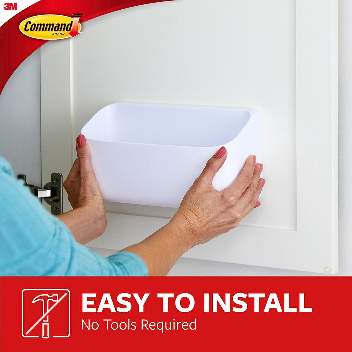 Command 10 Lb Large Organizing Caddy with 4 Strips, 9.91" x 3.38" x 5.15", Heavyweight Damage-Free Hanging for Organizing Cleaning Supplies, Closet, and Pantry - Image 8