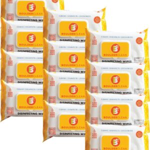 Boulder Clean Disinfecting Wipes, Sugared Lemon Scent, Disinfecting Surface Wipes, Cleans & Deodorizes, No Harsh Chemicals, Moisture-Lock Lid, Biodegradable, 72 Count (Pack of 12)