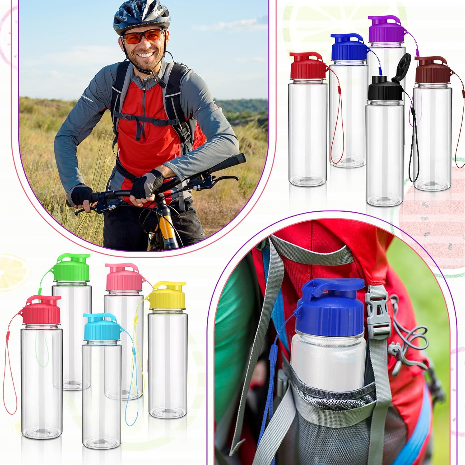 Domensi 50 Pieces Plastic Water Bottle Bulk 17 oz Sports Adults Reusable Large Water Bottles with Leak Proof Flip Top for Adults Fitness(Multicolor) - Image 5