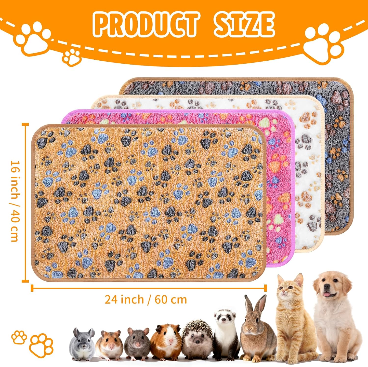 8PCS Soft Guinea Pig Bedding Blankets Washable Small Animal Fleece Cage Liners Reusable Pet Pee Pad Sleep Mat Pad Cover for Hamster Chinchilla Rabbit Hedgehog Dog Cat Essentials (16×24 Inch) - Image 3
