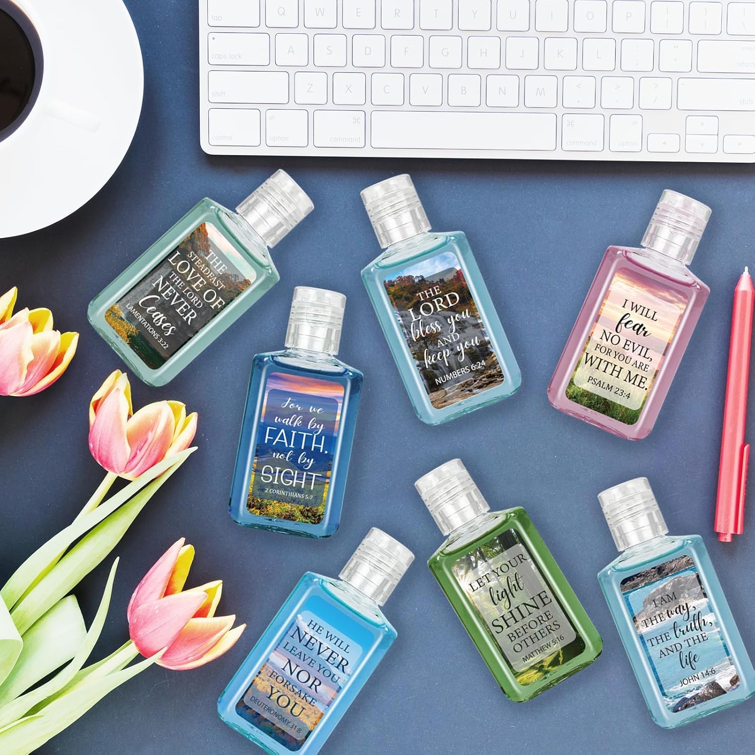 50 Pcs Christian Mini Hand Sanitizer Bulk Bible Verse Hand Sanitizer Religious Inspirational Favors 1fl oz Travel Size Hand Soap Gift for Pastor Church Prayer Christian Mother Party(Landscape) - Image 4