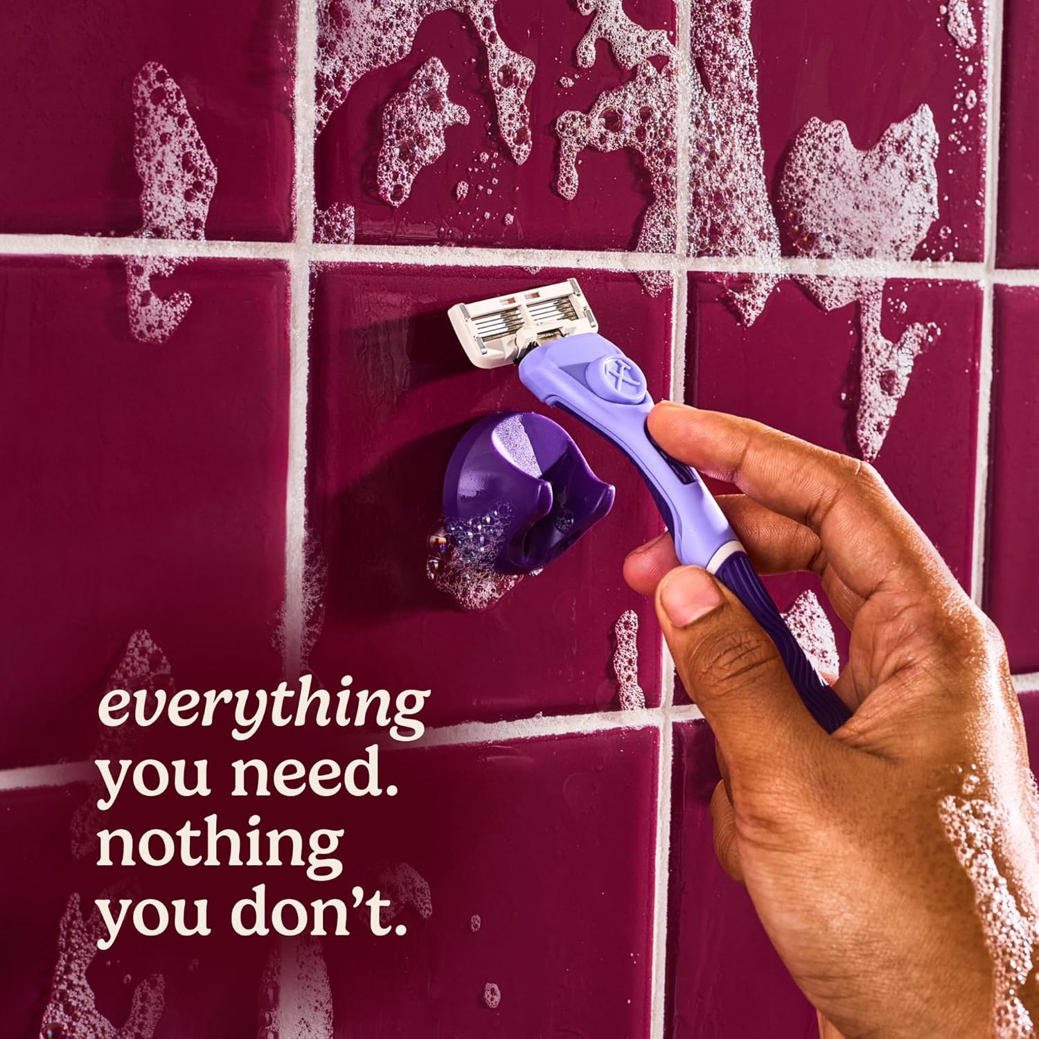 Dollar Shave Club for Women | 1 Purple Wavy Grip Handle, 4 Razor Refills, 1 Shower Hanger | Razors for Women, Womens Razors for Shaving - Image 4