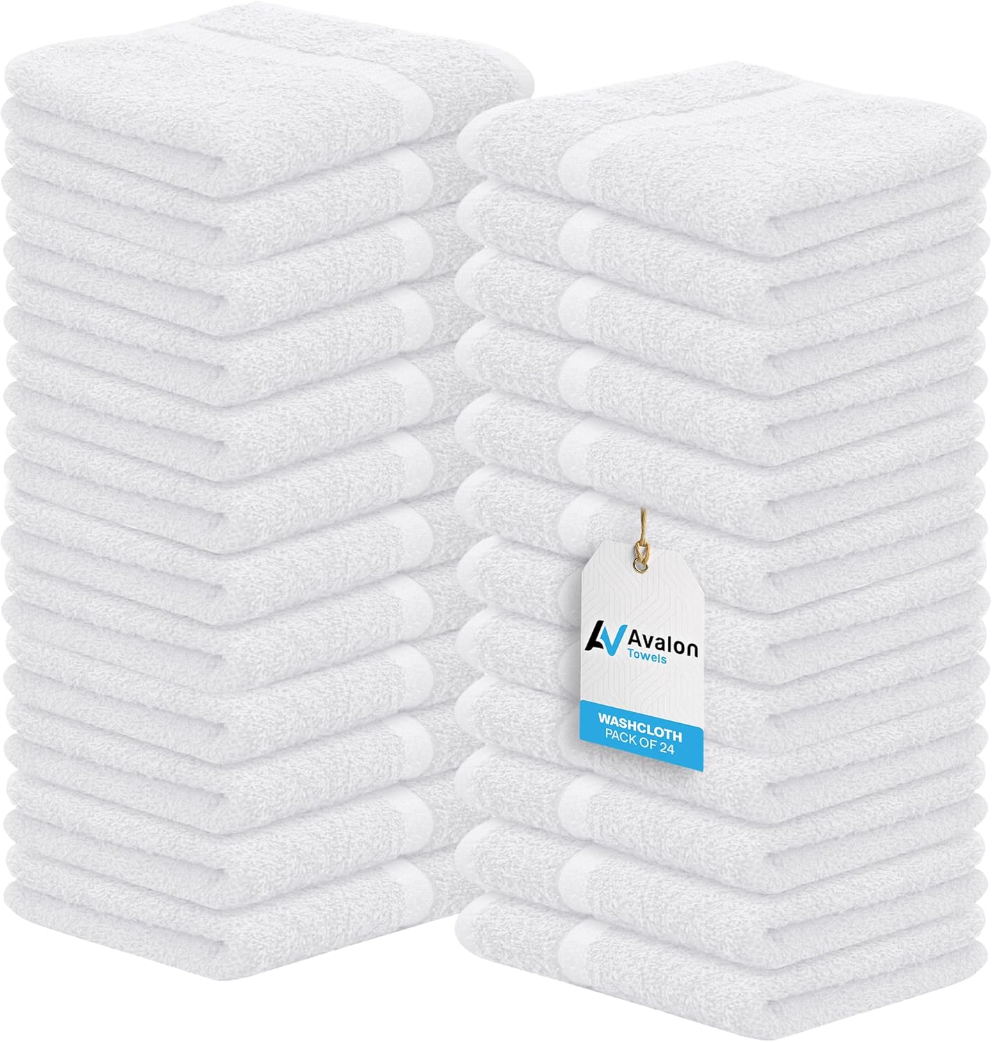 Avalon Towels Wash Cloths for Showering 24 Pack Face Towels 100% Cotton Black Washcloths 12x12 Wash Rags, Facial Towel, Fingertip Towel,Bath Rags