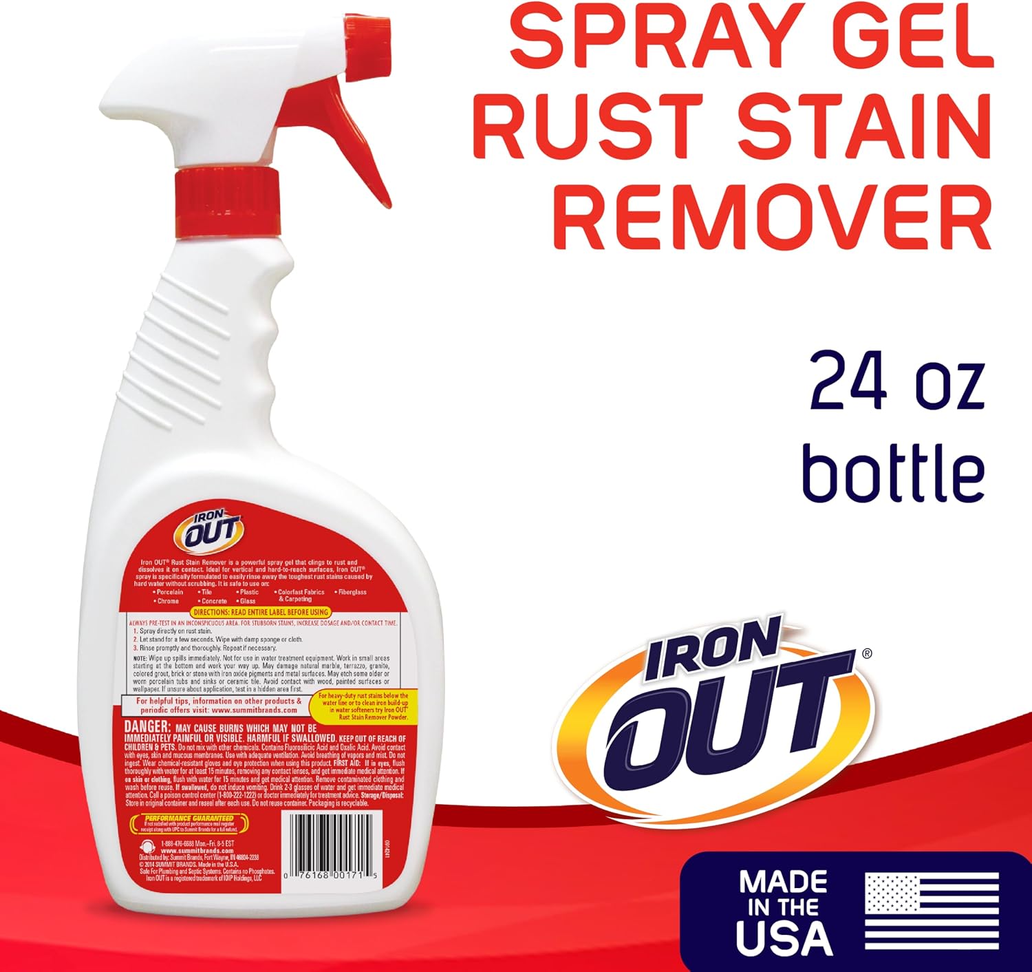 Iron OUT Rust Stain Remover Spray Gel, Remove Rust Stains in Bathrooms, Kitchens, Laundry, and Outdoors, Made in the USA, 24 Ounces - Image 3