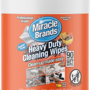 MiracleWipes for Heavy Duty Cleaning (90 Count) – All Purpose Cleaner, Kitchens, Bathrooms, Countertops, Hands, Indoors, Outdoors – Removes Grease, Grime, Crayon, Dirt & More