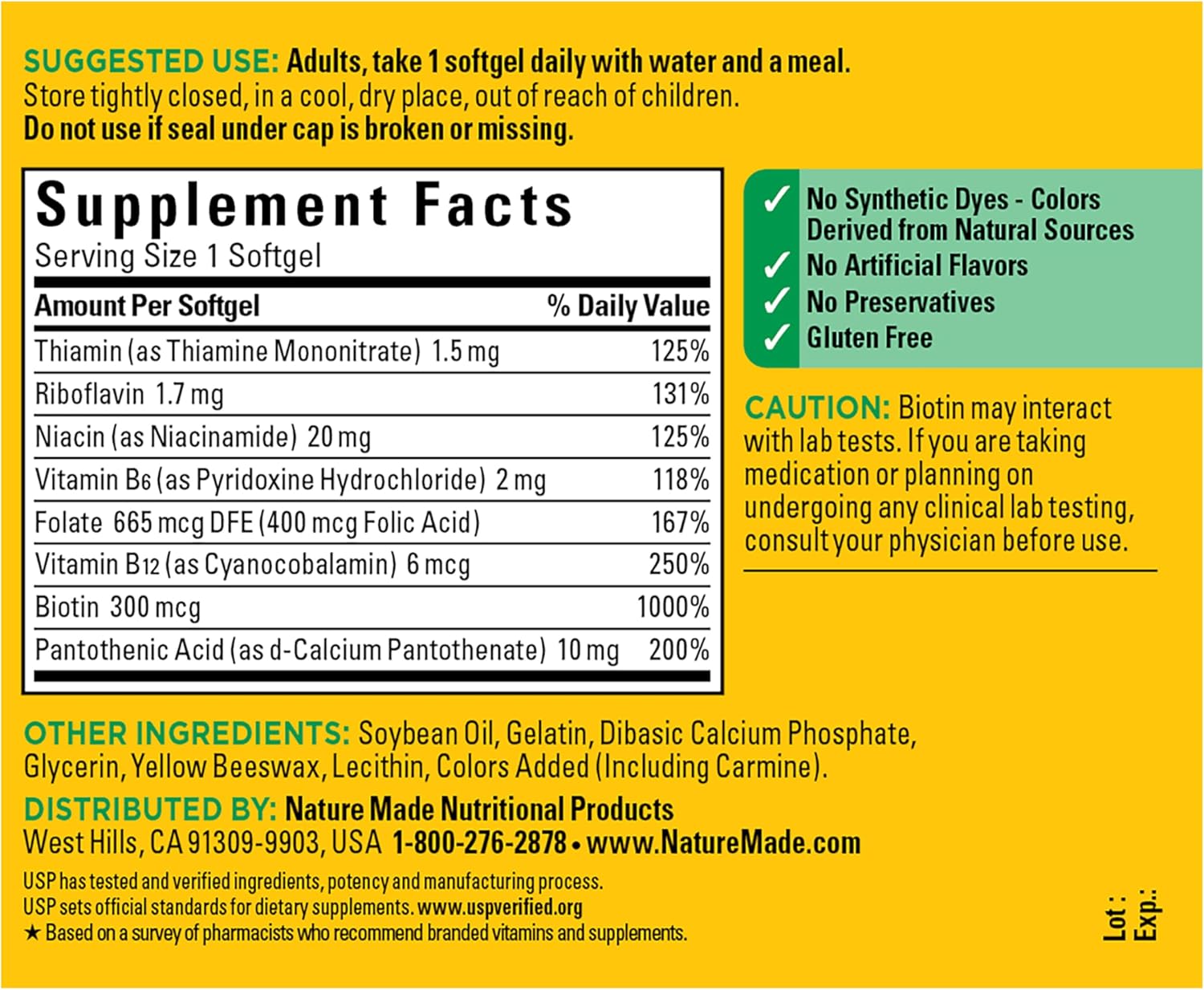 Nature Made Super B Complex Vitamins for Women and Men, Dietary Supplement for Energy Metabolism Support, Super Vitamin B Complex, 160 Softgels, 160 Day Supply - Image 9
