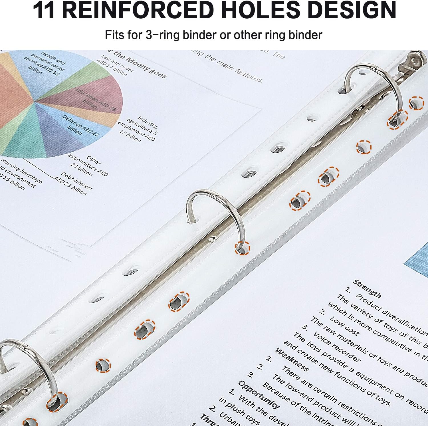 Sheet Protectors, PANDRI 500 Pack Clear Heavy Duty Plastic Page Protectors Sheet Reinforced 11-Hole Fit for 3 Ring Binder Fits Standard 8.5 x 11 Paper, 9.25 x 11.25 Top Loaded, Excluding Acid - Image 4