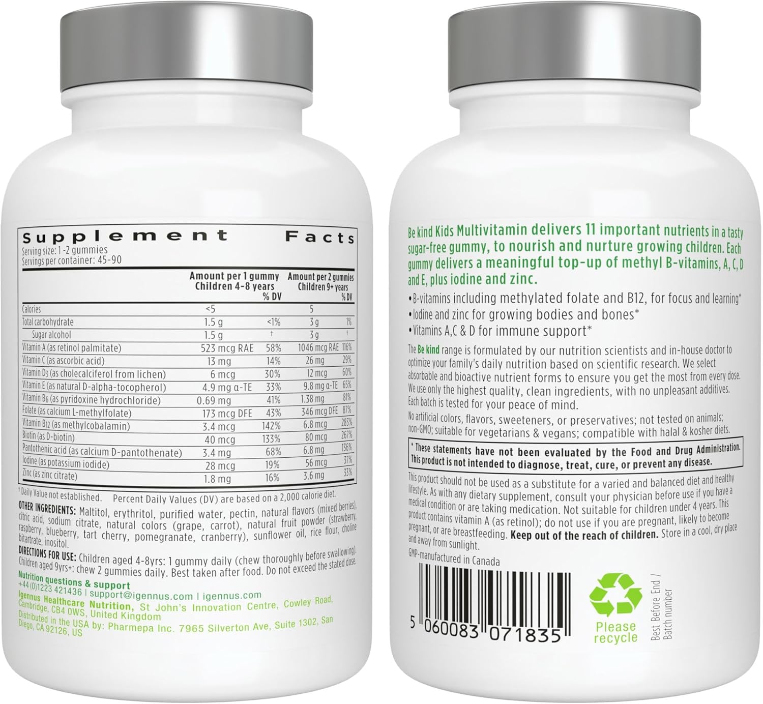 Igennus Methylated Kids Multivitamin Gummies, Age 4+, 90 Gummies | Clean Label & Third Party Tested, No Artificial Sweeteners or Flavors, Sugar Free, Natural Berry Flavor, Non-GMO, Halal - Image 8