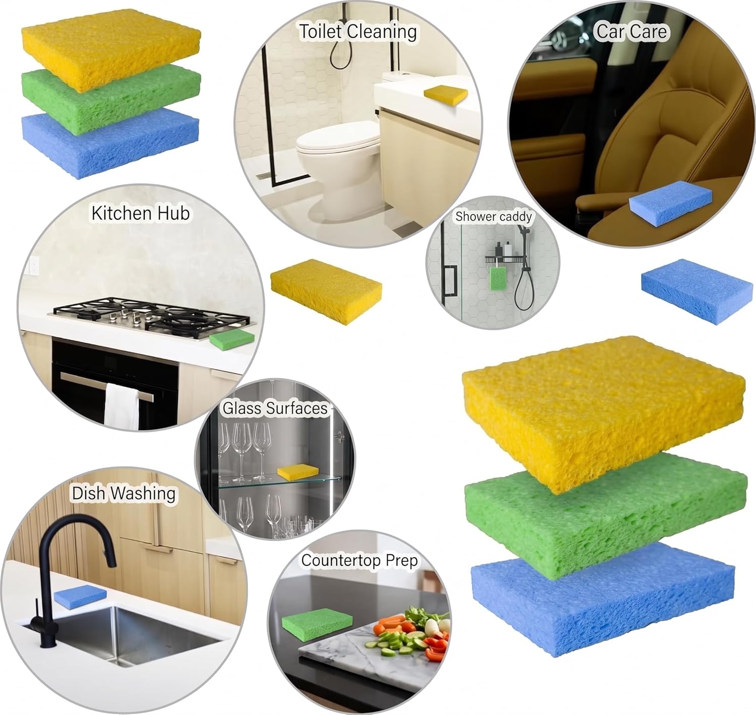 36 Pk Pop-Up Compressed Cellulose Sponges, Heavy Duty Scrub Kitchen Sponge, Clean Tough Messes Without Scratching Eco Friendly Reusable Compostable&Biodegradable 4.6x2.8x0.8Inch - Image 6