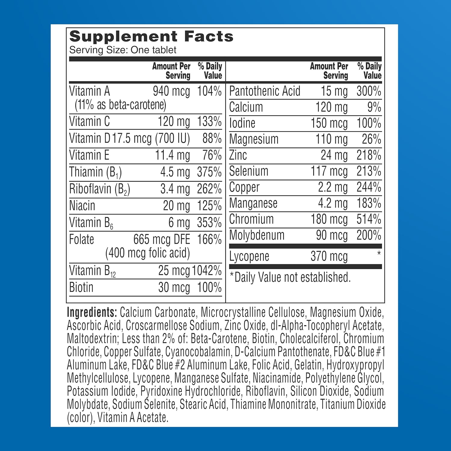 One A Day Men’s 50+ Healthy Advantage Multivitamin, Multivitamin for Men with Vitamins A, C, E, B6, B12, Calcium and Vitamin D, Tablet, 200 Count (Pack of 1) - Image 7
