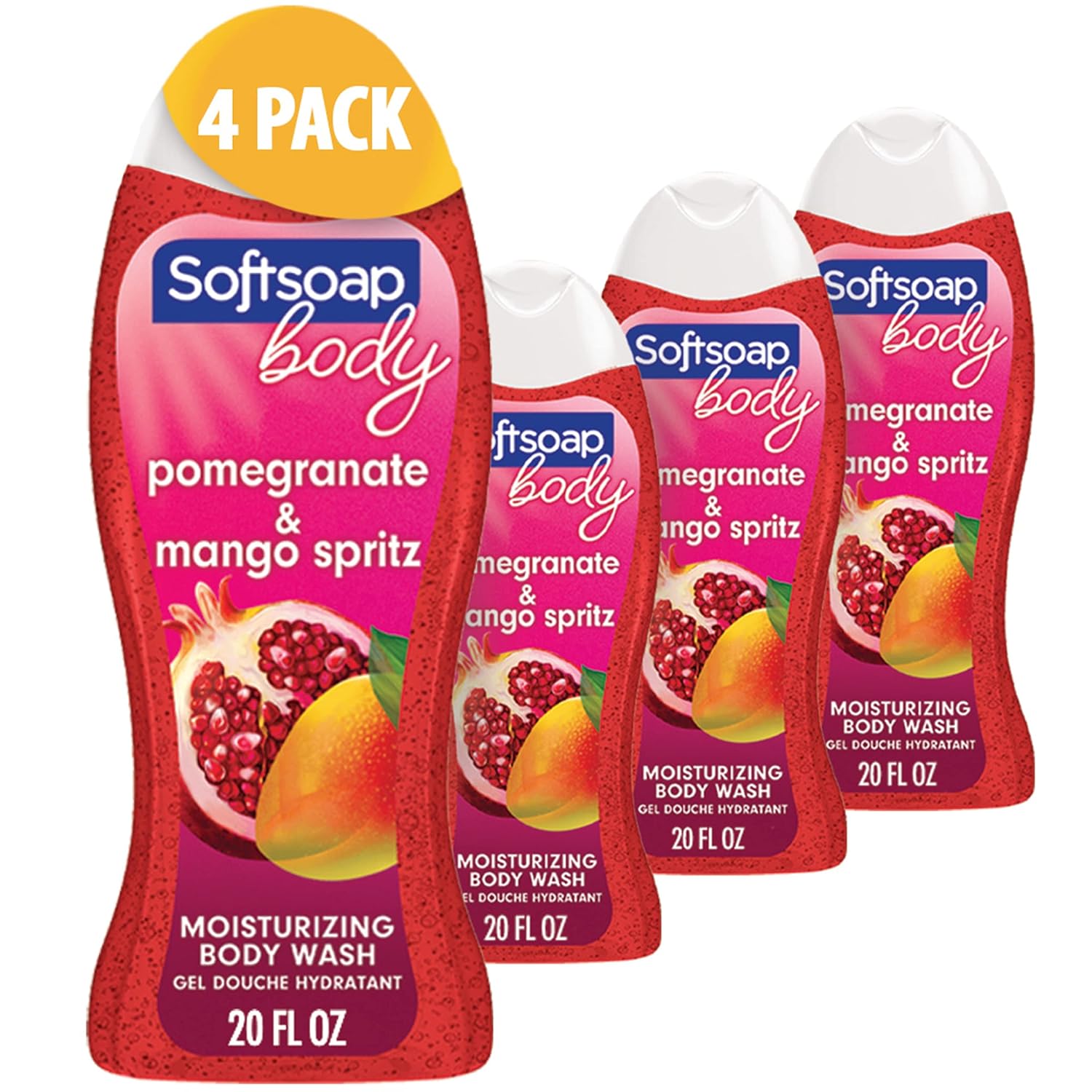 Softsoap Body Wash, Pomegranate & Mango Spritz Body Wash, 20 Fl Oz (Pack of 4) - Image 2