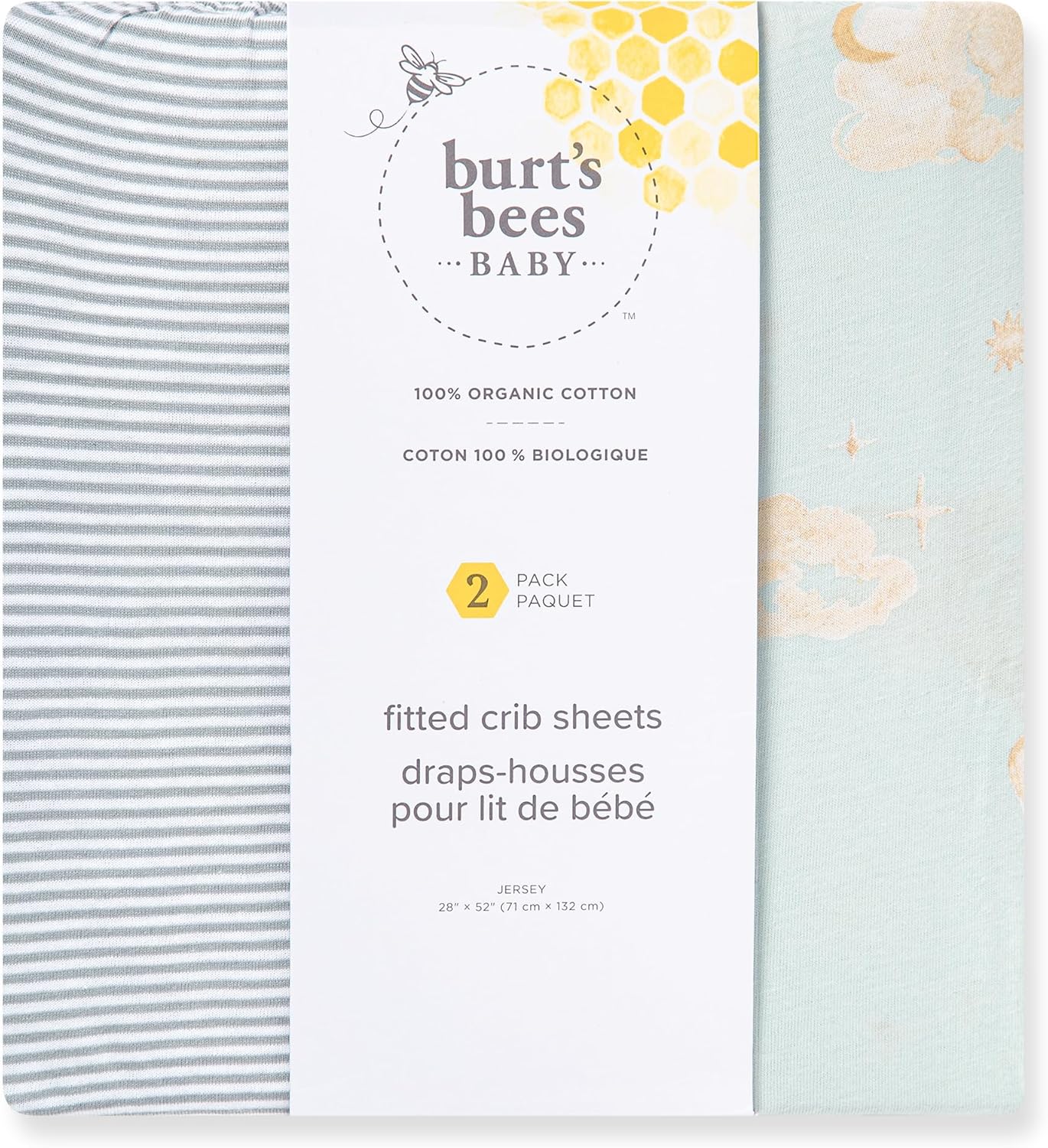 Burt's Bees Baby Organic Cotton Fitted Crib Sheet, Breathable Baby Bedding, Infant and Toddler Bed Sheet for Boys and Girls - Image 3