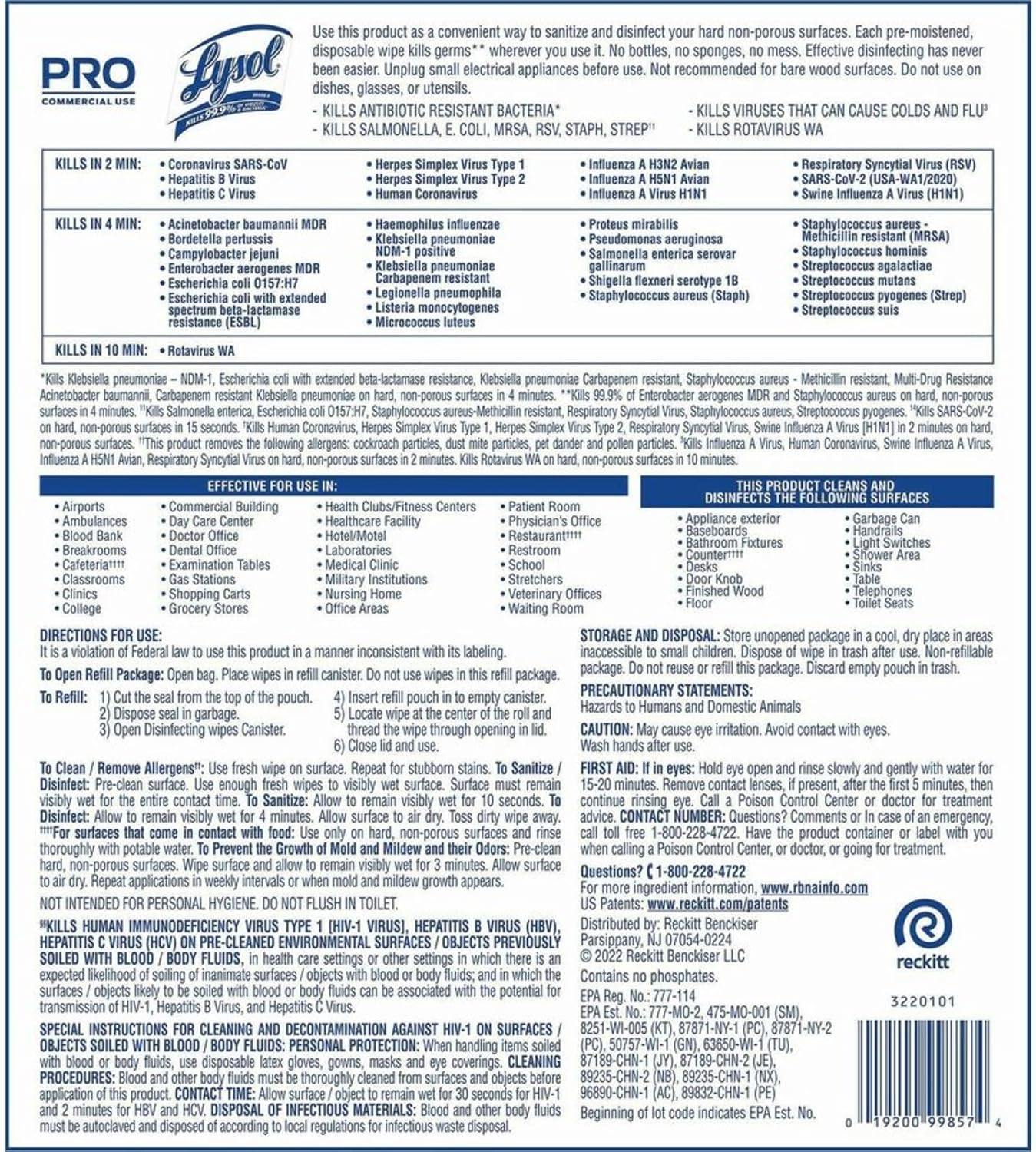Reckitt Benckiser Professional Disinfecting Wipes Bucket Refill - Image 3
