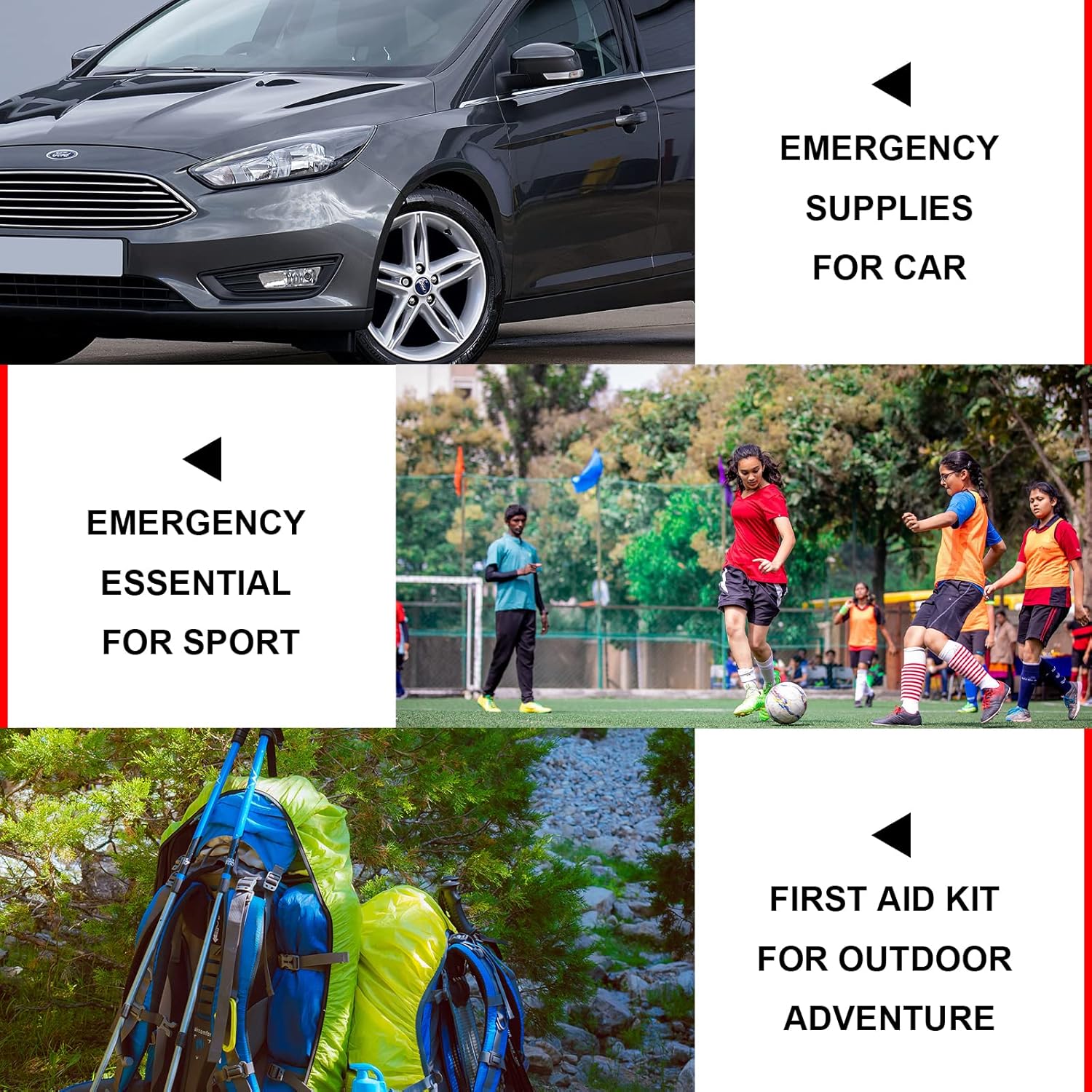 279PCS Small Travel First Aid Kit Supplies for Business, First Aid Emergency Set Backpacking Essentials Items Trauma Survival Kits for Outdoor Adventure, Black AMORNING - Image 5