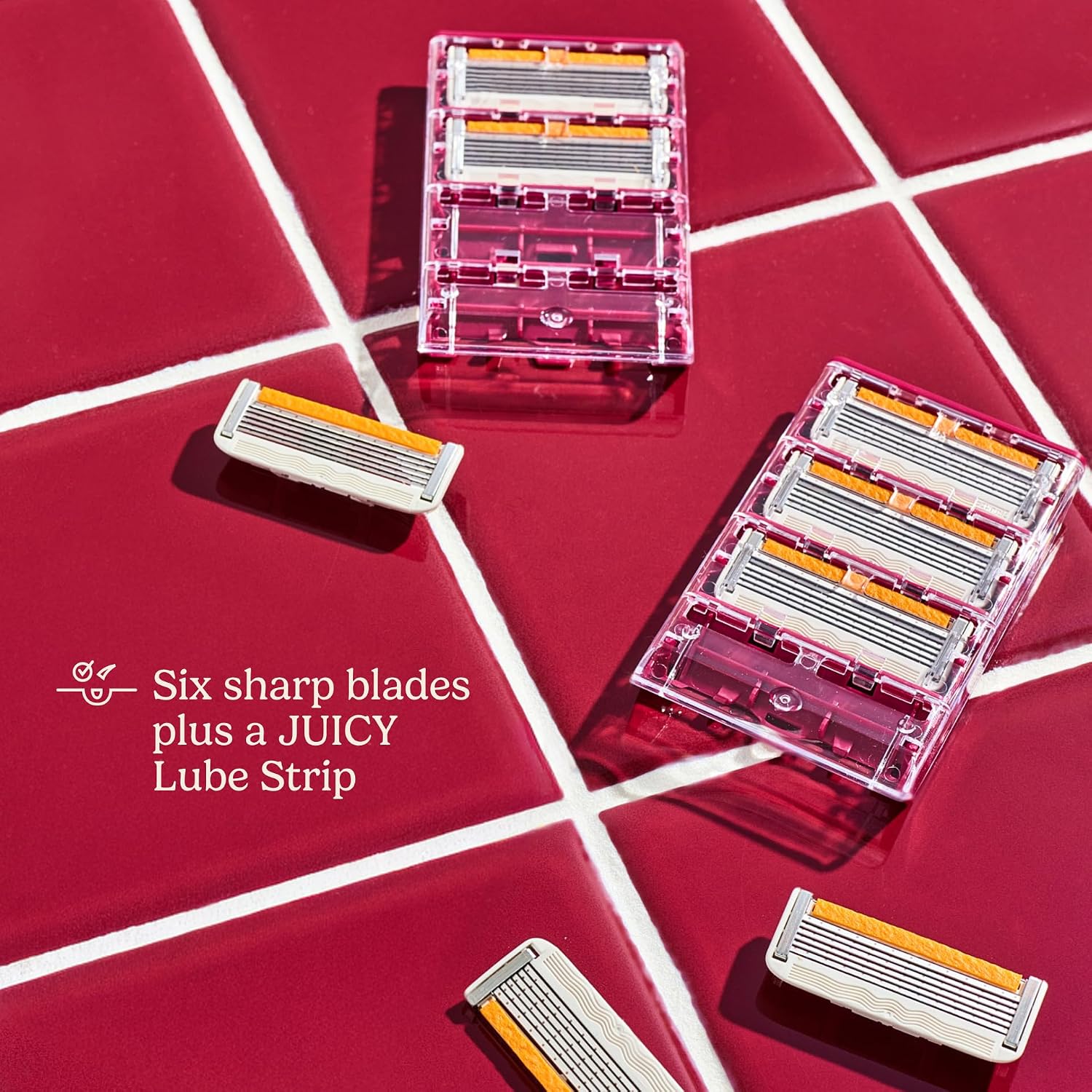 Dollar Shave Club for Women | 1 Maroon Wavy Grip Handle, 4 Razor Refills, 1 Shower Hanger | Razors for Women, Womens Razors for Shaving - Image 6
