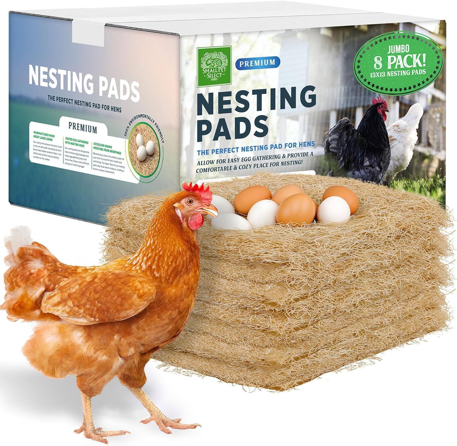 Small Pet Select - Chicken Nesting Pads (8-Pack), 13x13, for Hens, Fits Most Nesting Boxes, Chicken Coop Nest Liners - Image 2