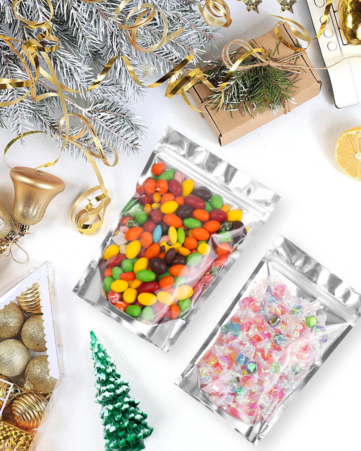 200 Pcs 5"x8" Mylar Bags for Food Storage - Clear Front, Stand-up, Resealable Bags for Small Business Packaging Supplies, Snacks Candy Bath Salts Hand Made Gift Festival - Image 6