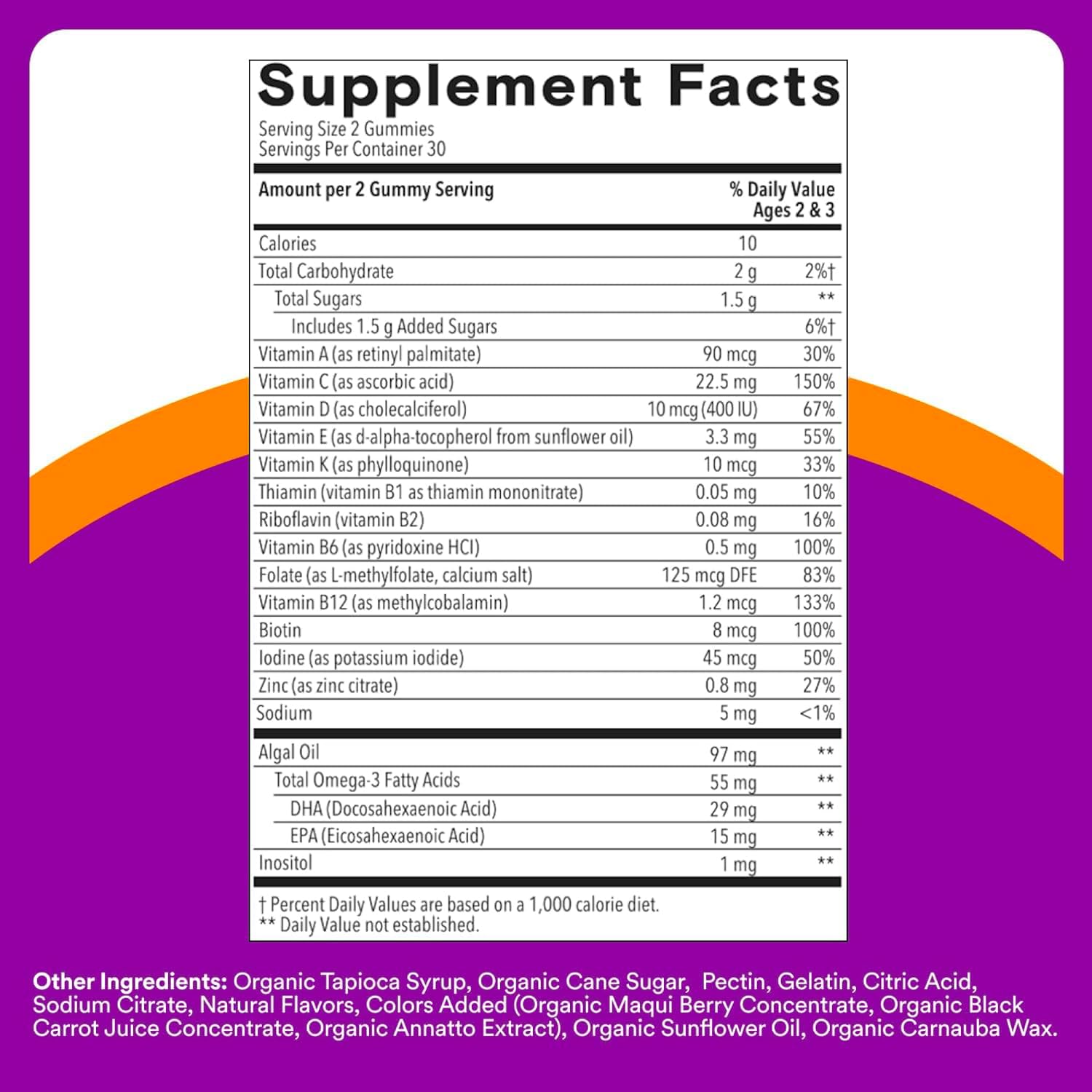 SmartyPants Toddler Multivitamin Gummies, Omega 3 (DHA/EPA), Vitamins D3, C, Vitamin B12, B6, A, K & Zinc, Biotin, Gluten Free, Three Fruit Flavors, 60 Count (30 Day Supply) - Image 7