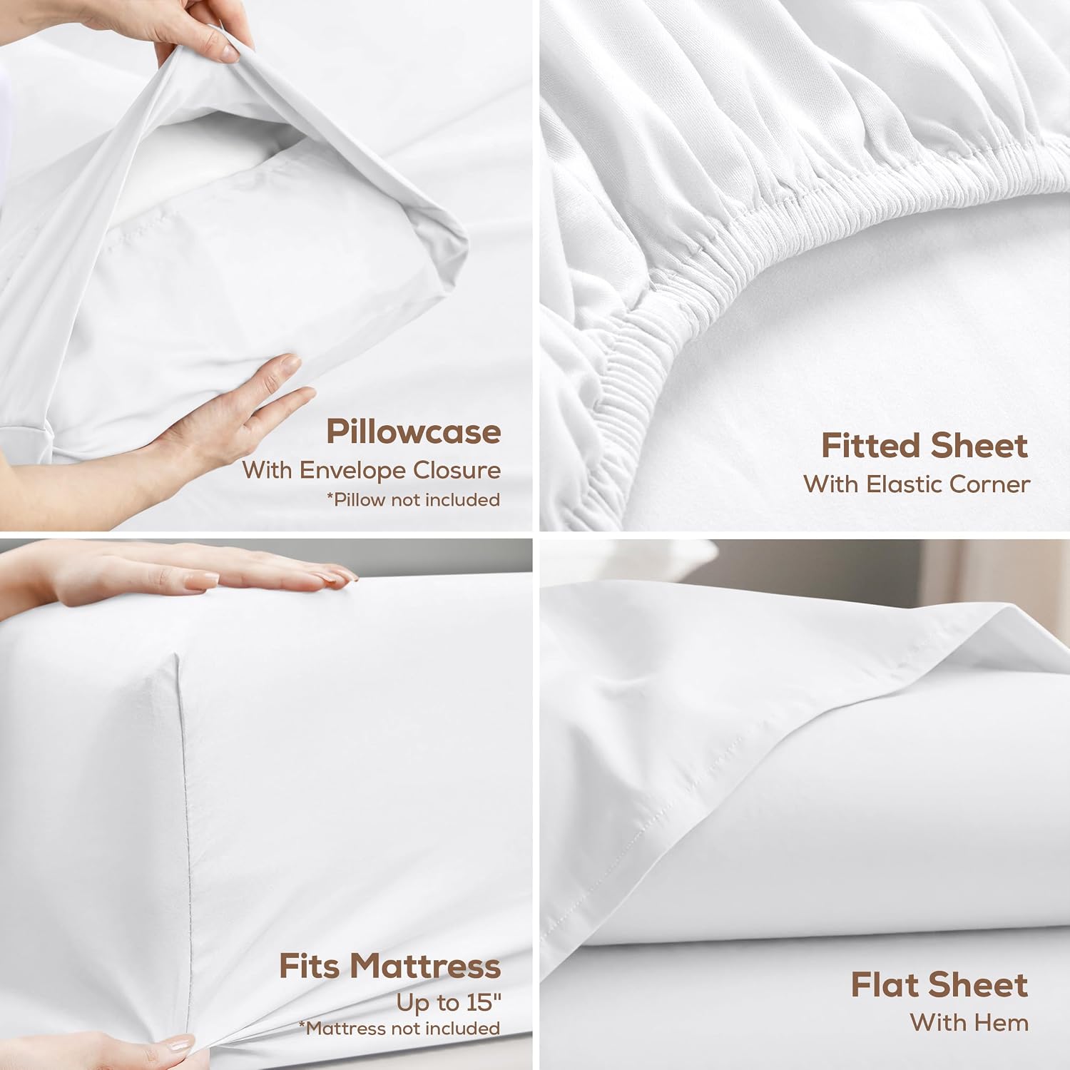Utopia Bedding Twin XL Sheet Set – Dorm Room Essentials for Students, 3 Piece Soft & Breathable Microfiber College Bedding, 1 Fitted Sheet, 1 Flat Sheet & 1 Pillowcase – Oeko Tex (White) - Image 4