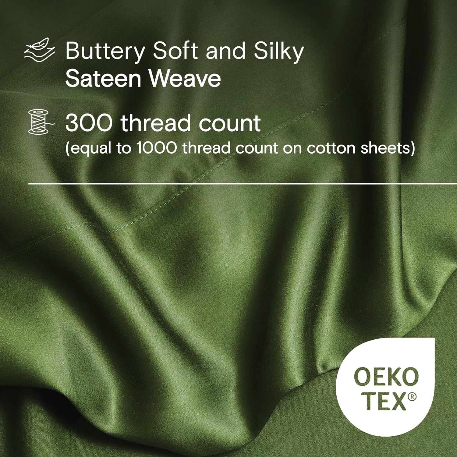DOZ Sheet Set, 100% Viscose derived from Bamboo, Organically Grown, Buttery Soft, Cooling Sheets, High GSM, Deep Pockets - 4 Piece - 2 Pillowcases 1 Fitted 1 Top Sheet (Forest, Queen) - Image 4