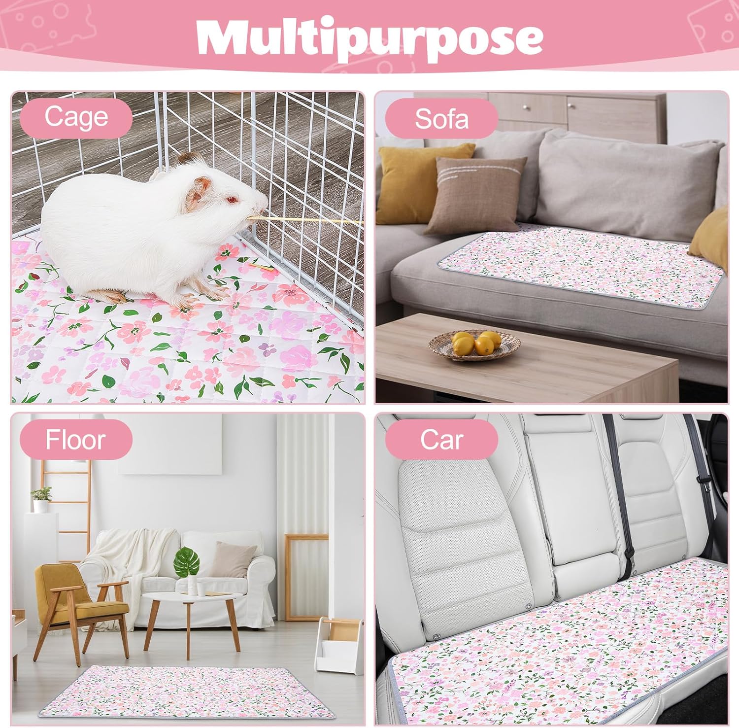 2 Pack Guinea Pig Bedding, Washable Guinea Pig Cage Liner Reusable Guinea Pig Mat Waterproof Guinea Pig Bedding for Cage, Super Absorbant Guinea Pig Pee Pads for Small Animals Hamster Rabbit Squirrel - Image 8
