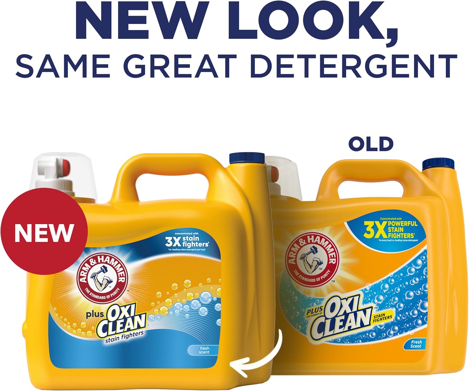 ARM & HAMMER Plus OxiClean Stain Fighters Liquid Laundry Detergent, Fresh Scent, 166.5 fl oz, 128 Loads - Image 2