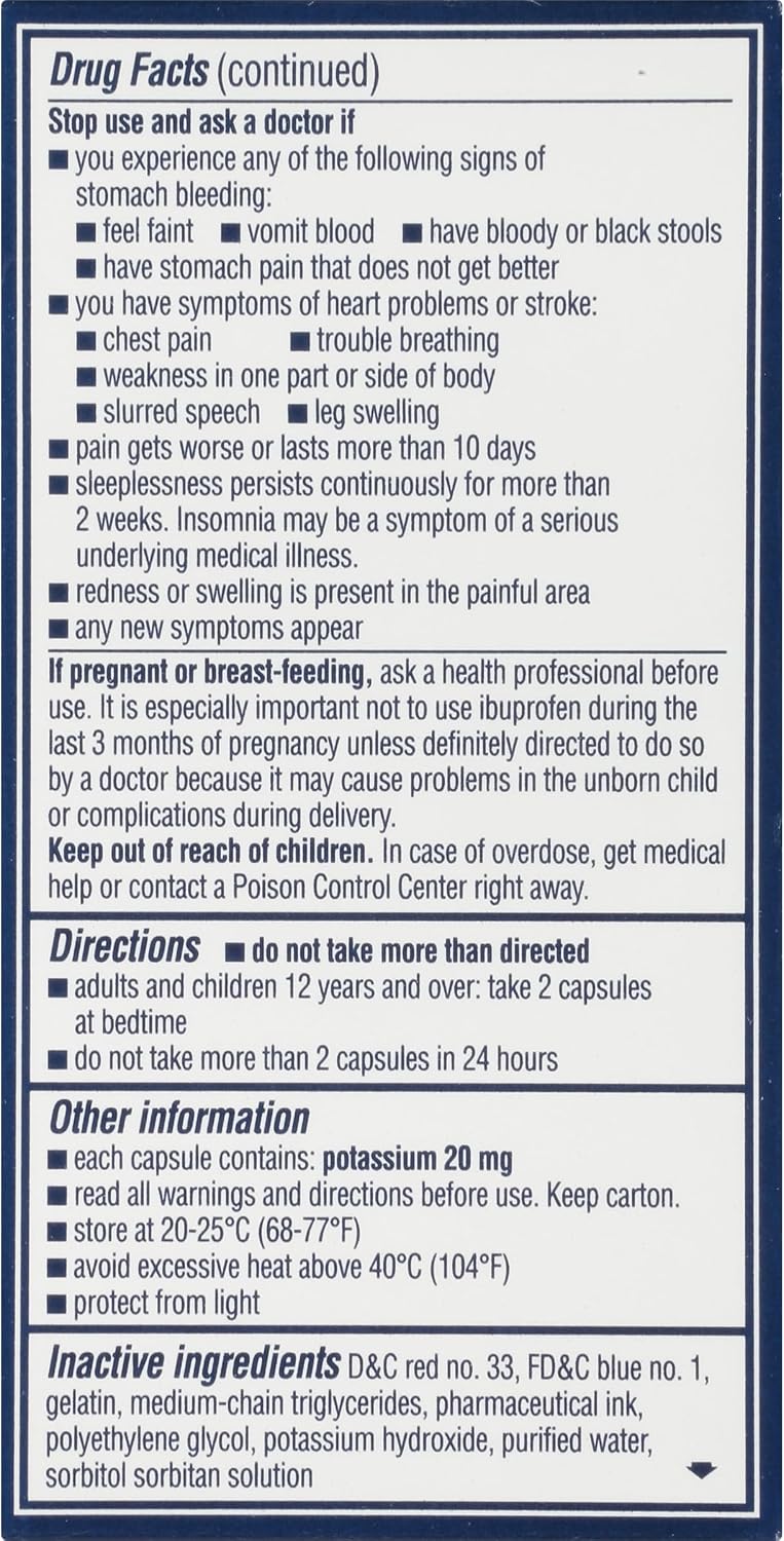 Advil PM Liqui-Gels Pain Reliever and Nighttime Sleep Aid, Pain Medicine with Ibuprofen for Pain Relief and Diphenhydramine HCL for a Sleep Aid - 40 Liquid Filled Capsules - Back to College - Image 19