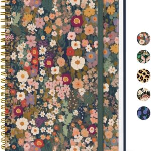 Taja Lined Spiral Journal Notebook for Women, A5 Cute College Ruled Hardcover Notebook for Work & Note Taking, Pretty Journal for Writing, 140 Pages, Flower Garden