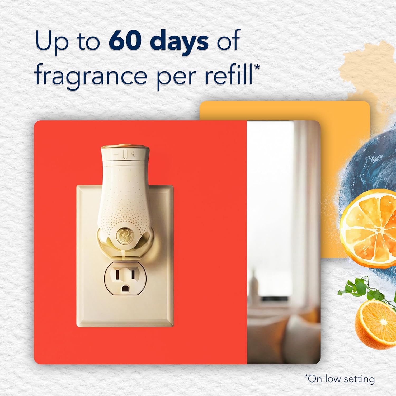 Glade PlugIns Refills Air Freshener Starter Kit, Scented Oil for Home and Bathroom, Coastal Sunshine Citrus, 0.67 Fl Oz, 1 Warmer + 1 Refill - Image 2