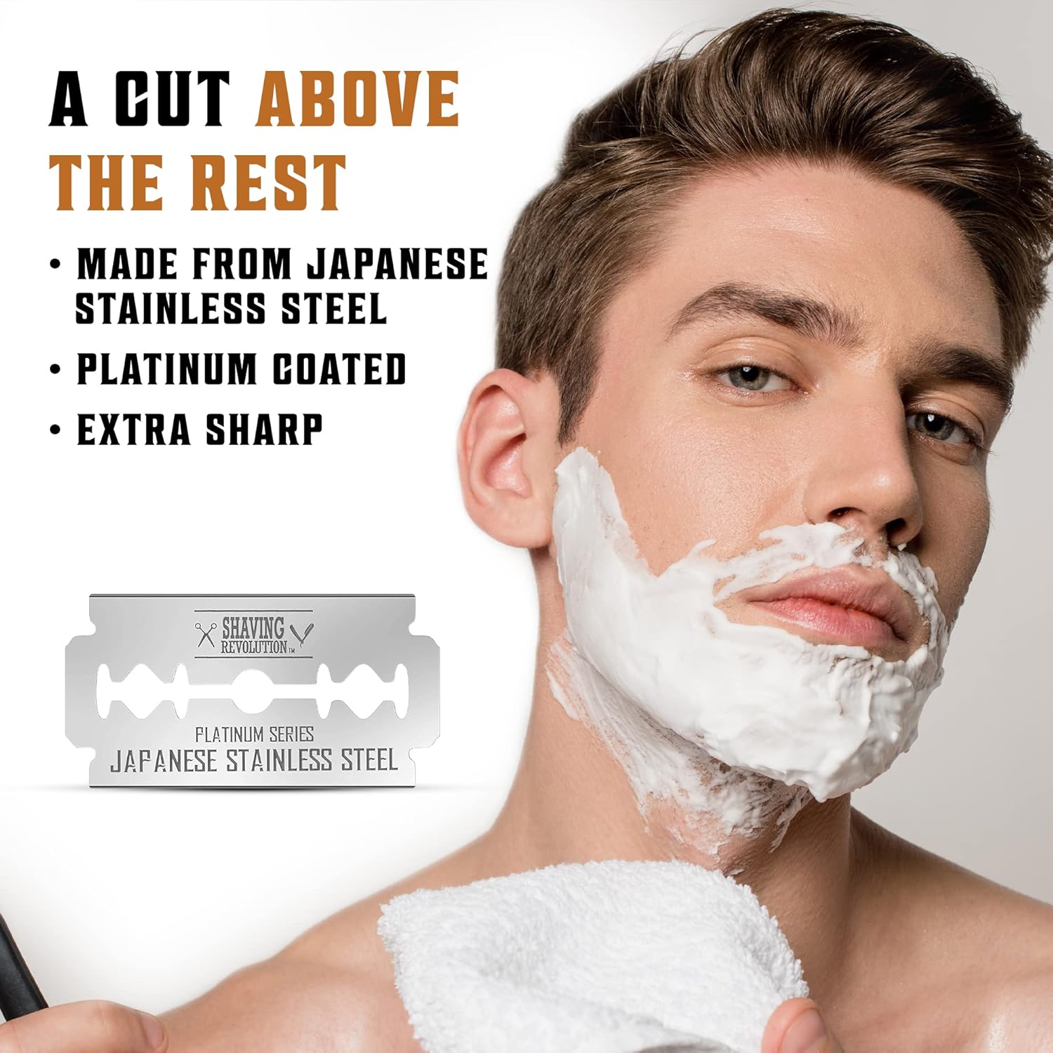 SHAVING REVOLUTION Double Edge Razor Blades - Men's Safety for Shaving Platinum Japanese Stainless Steel a Smooth, Precise and Clean Shave - 50 Count - Image 4