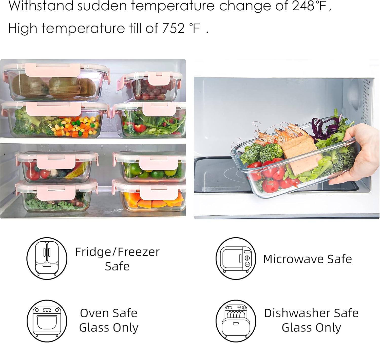 10 Pack Glass Food Storage Containers, Glass Meal Prep Containers with Lids Leak Proof, Microwave & Freezer Safe (34oz & 12oz) - Image 6