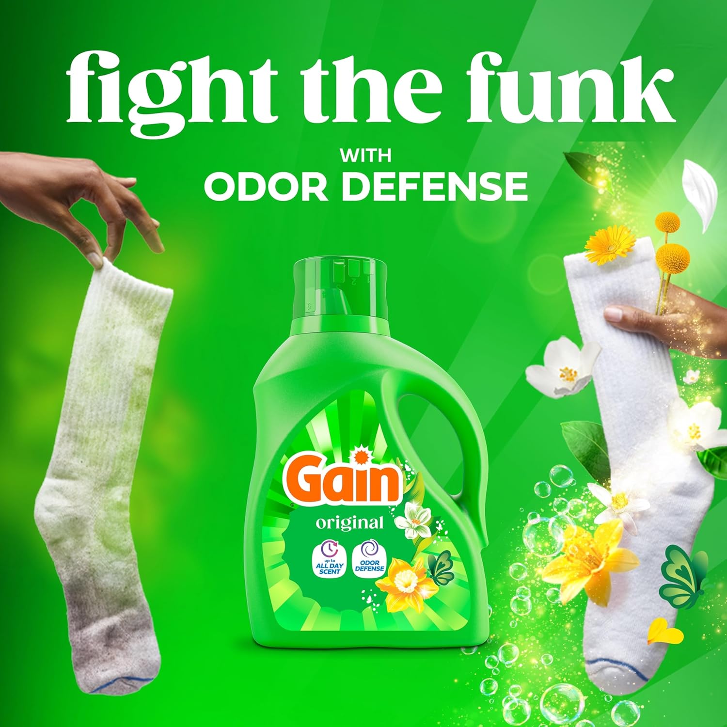 Gain Liquid Laundry Detergent, Freshness, Odor Defense, High Efficiency Washing Machine Liquid Laundry Soap, Original Scent, 132 fl oz, 100 Loads (Packaging May Vary) - Image 3