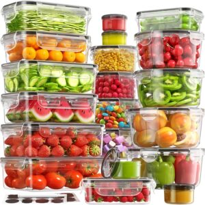 BiuLeon 40 PCS Food Storage Containers with Lids Airtight (20 Containers & 20 Lids), Leakproof Meal Prep for Kitchen Storage, BPA-free, Food-grade, Reusable, Microwave/Dishwasher Safe