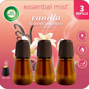 Air Wick Essential Mist Refill, 3 Ct, Vanilla and Pink Papaya, Essential Oils Diffuser, Air Freshener
