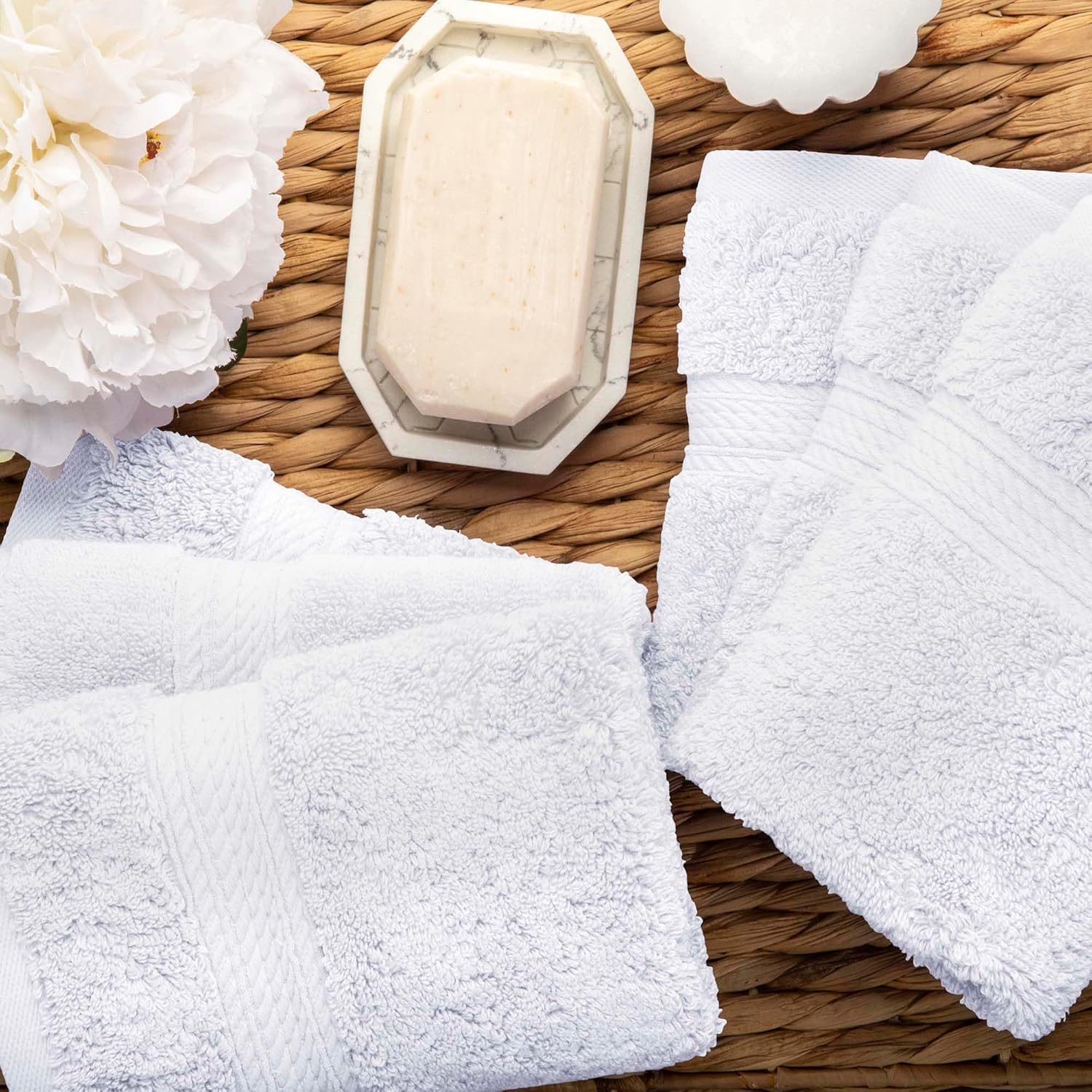 Superior Egyptian Cotton Plush & Absorbent, Face Towel Set of 6, | Quick Dry, Soft Luxury Towel Set, Bath Essentials for Bathroom, Guest Bath, Spa, 2 Piece Face, Madeline Towels - Image 3