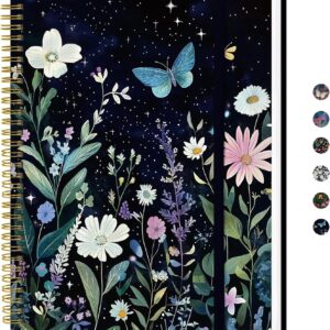 Taja Large Spiral Lined Journal for Women, 8.5″ x 11″ Notebooks for Work Collge Ruled, A4 Aesthetic Cute Journaling Notebooks for Writing, Plastic Cover, Celestial