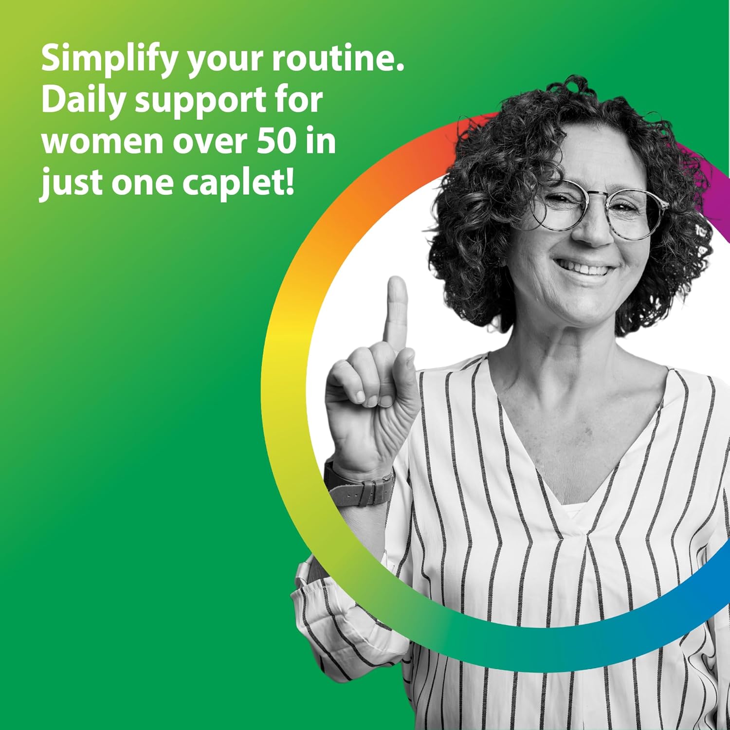 Rainbow Light Womens One + Multivitamin 50 Plus | 150 Caplets | Supports Menopause | with Vitamins C, D, and Zinc | Real Food Nutrients, Digestive Enzymes & Probiotics - Image 4